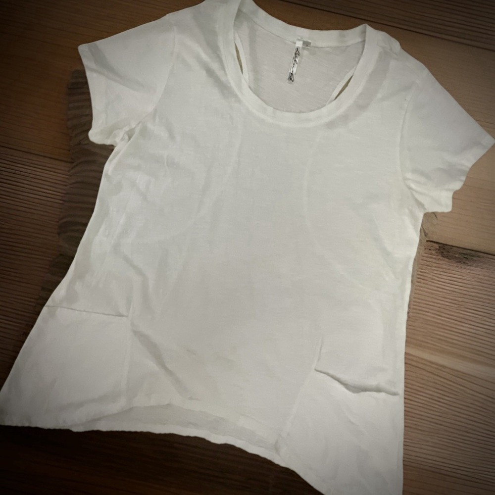 Lulu-B White Tunic‎ Sz S Handkerchief Hem Open Back Beach Ocean Top